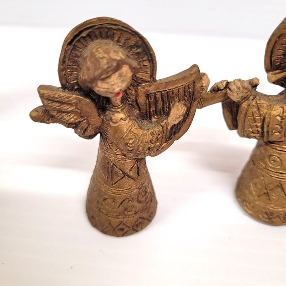 Gold Angels Hanging Instruments Lot 6 Italy Vintage 3 are 3'' & 3 are 3.75'' - Picture 6 of 14